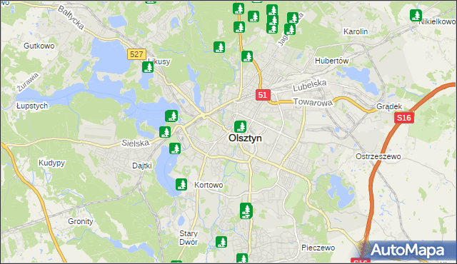 mapa Olsztyna, Olsztyn na mapie Targeo