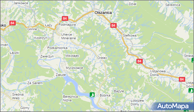 mapa Orelec, Orelec na mapie Targeo