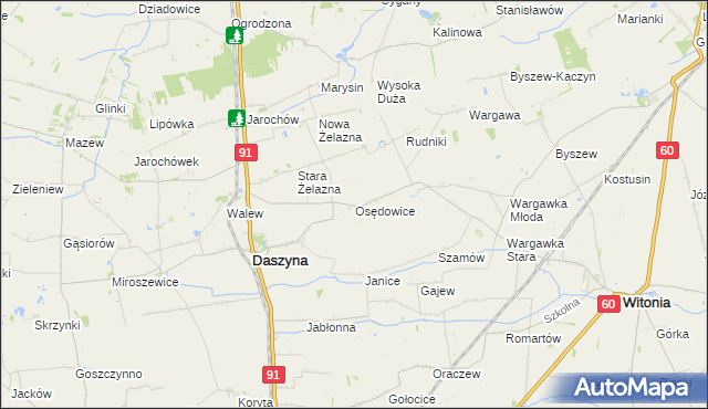 mapa Osędowice, Osędowice na mapie Targeo