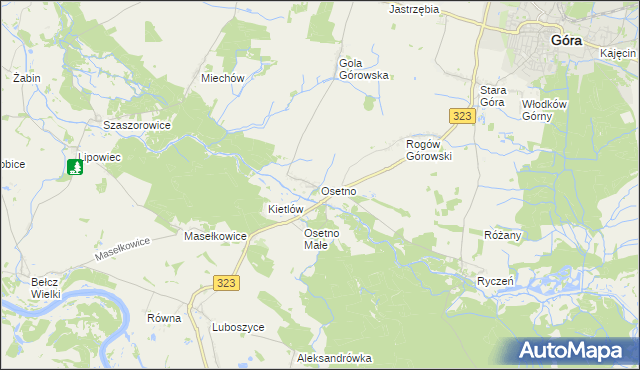 mapa Osetno gmina Góra, Osetno gmina Góra na mapie Targeo