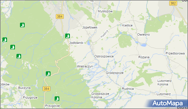 mapa Ostroszowice, Ostroszowice na mapie Targeo