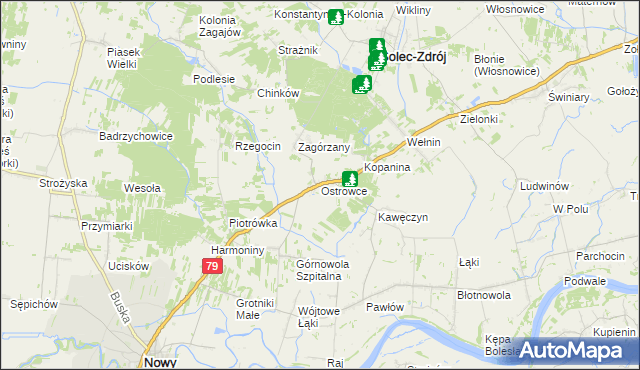 mapa Ostrowce, Ostrowce na mapie Targeo