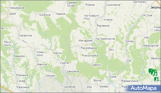 mapa Paczółtowice, Paczółtowice na mapie Targeo