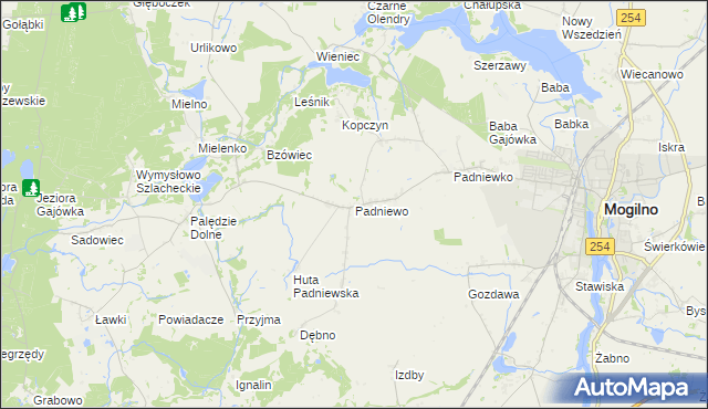mapa Padniewo, Padniewo na mapie Targeo