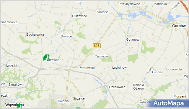 mapa Paulinów gmina Nałęczów, Paulinów gmina Nałęczów na mapie Targeo