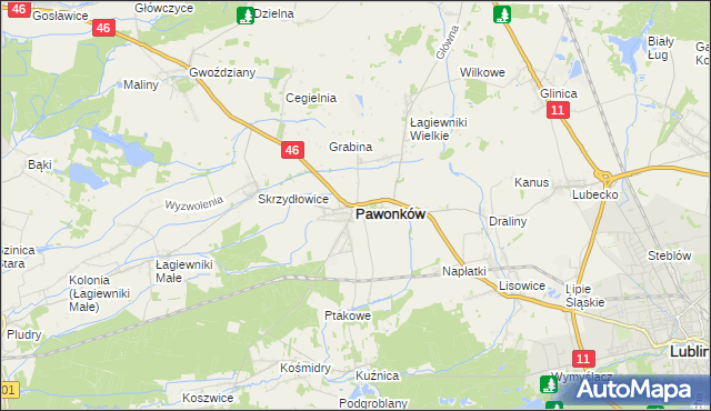 mapa Pawonków, Pawonków na mapie Targeo