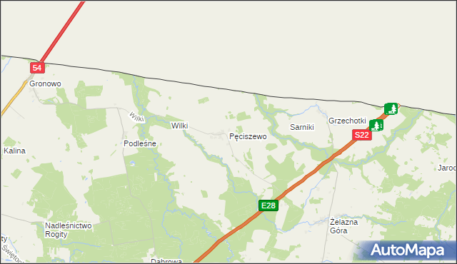 mapa Pęciszewo, Pęciszewo na mapie Targeo