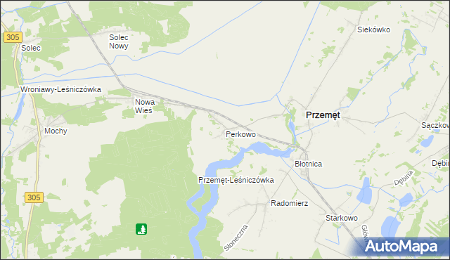 mapa Perkowo gmina Przemęt, Perkowo gmina Przemęt na mapie Targeo