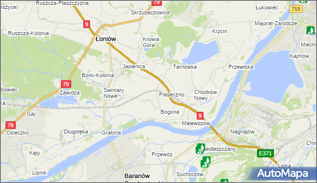 mapa Piaseczno gmina Łoniów, Piaseczno gmina Łoniów na mapie Targeo