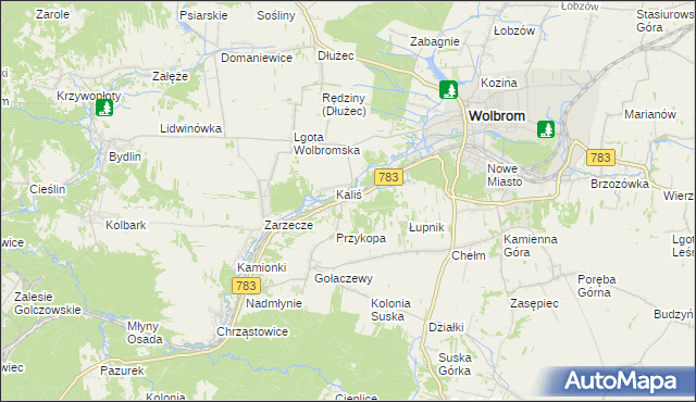 mapa Piaski gmina Wolbrom, Piaski gmina Wolbrom na mapie Targeo