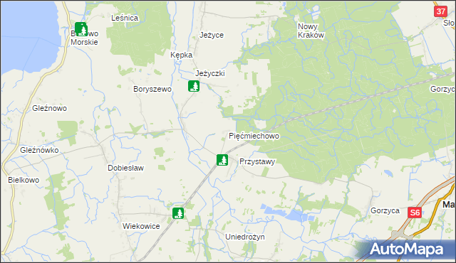 mapa Pięćmiechowo, Pięćmiechowo na mapie Targeo