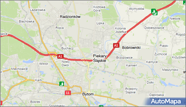 mapa Piekary Śląskie, Piekary Śląskie na mapie Targeo