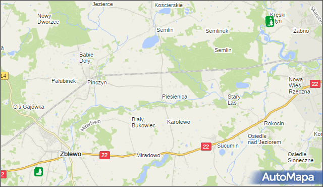 mapa Piesienica, Piesienica na mapie Targeo