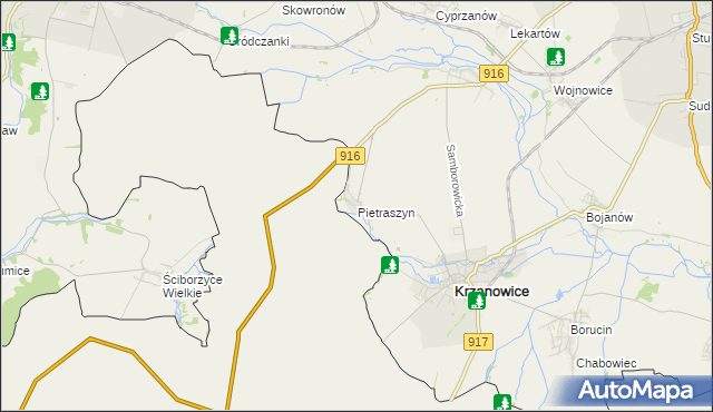 mapa Pietraszyn, Pietraszyn na mapie Targeo