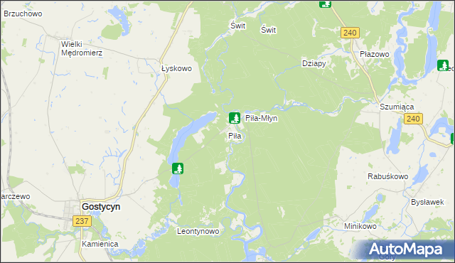 mapa Piła gmina Gostycyn, Piła gmina Gostycyn na mapie Targeo