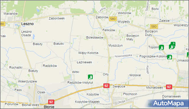 mapa Pilaszków gmina Ożarów Mazowiecki, Pilaszków gmina Ożarów Mazowiecki na mapie Targeo