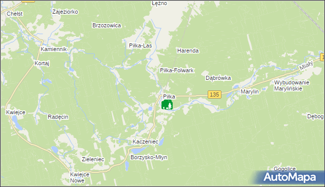 mapa Piłka gmina Drawsko, Piłka gmina Drawsko na mapie Targeo