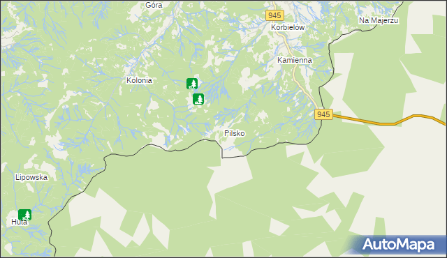 mapa Pilsko gmina Jeleśnia, Pilsko gmina Jeleśnia na mapie Targeo