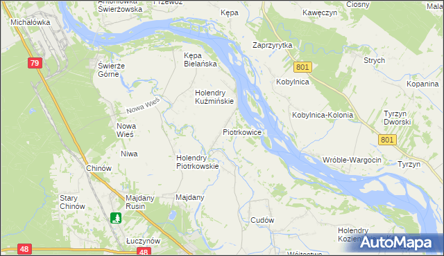 mapa Piotrkowice gmina Kozienice, Piotrkowice gmina Kozienice na mapie Targeo