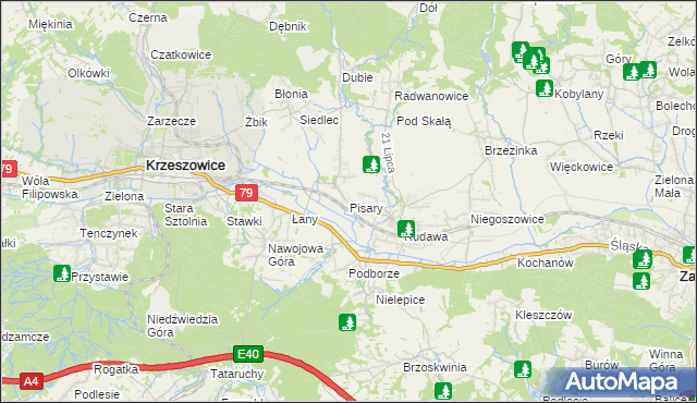 mapa Pisary gmina Zabierzów, Pisary gmina Zabierzów na mapie Targeo