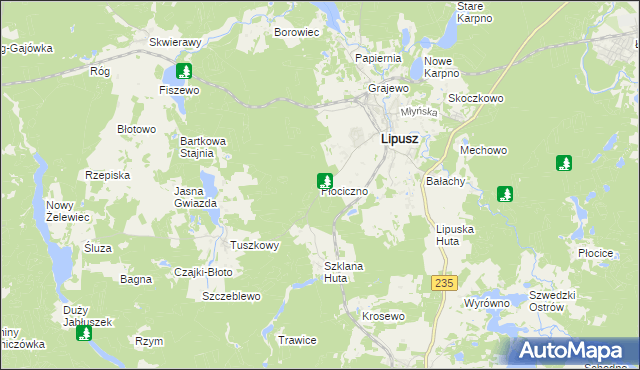 mapa Płociczno gmina Lipusz, Płociczno gmina Lipusz na mapie Targeo