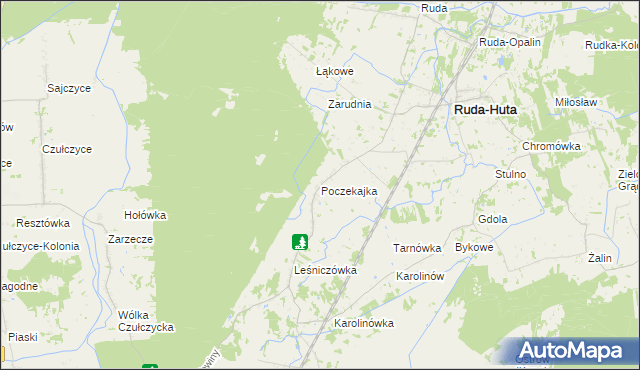 mapa Poczekajka gmina Ruda-Huta, Poczekajka gmina Ruda-Huta na mapie Targeo