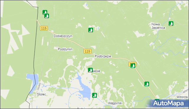 mapa Podbrzezie gmina Police, Podbrzezie gmina Police na mapie Targeo