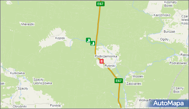 mapa Podkrzemionka, Podkrzemionka na mapie Targeo