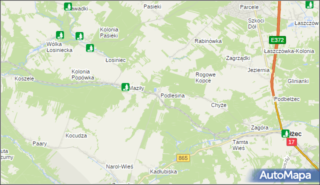 mapa Podlesina, Podlesina na mapie Targeo