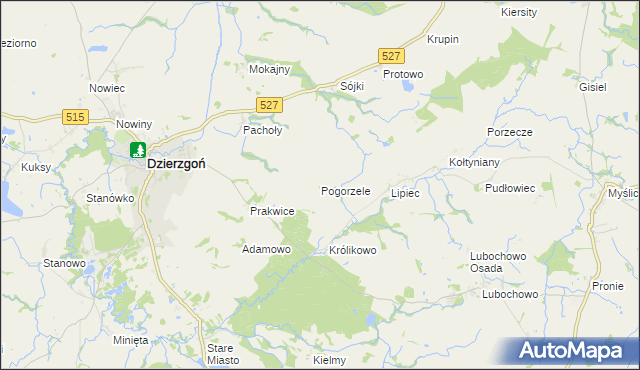 mapa Pogorzele gmina Stary Dzierzgoń, Pogorzele gmina Stary Dzierzgoń na mapie Targeo