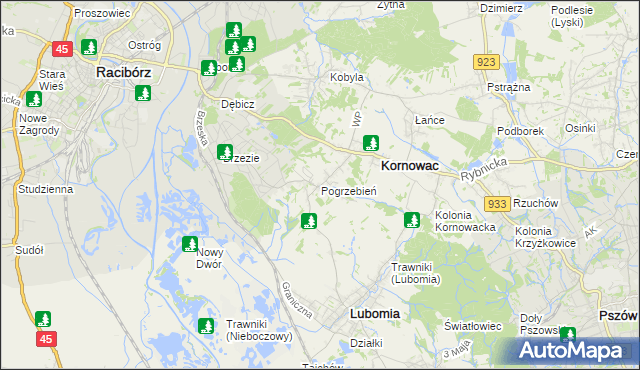 mapa Pogrzebień, Pogrzebień na mapie Targeo