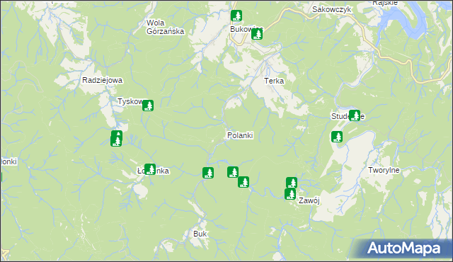 mapa Polanki gmina Solina, Polanki gmina Solina na mapie Targeo