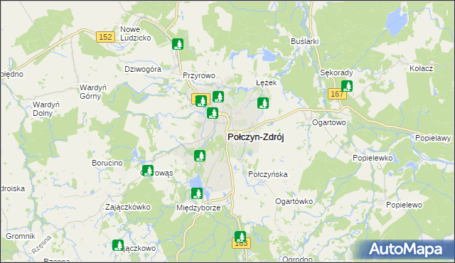 mapa Połczyn-Zdrój, Połczyn-Zdrój na mapie Targeo