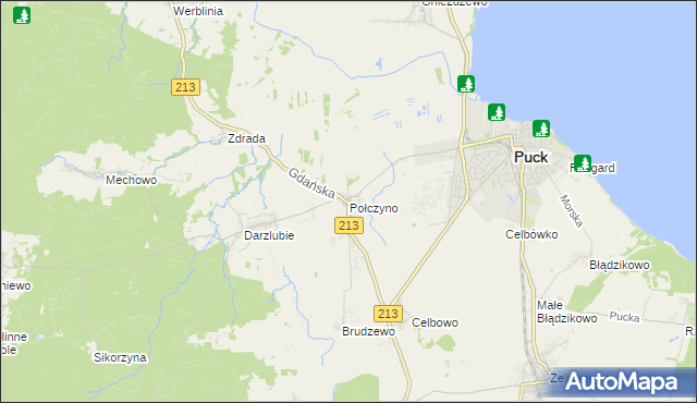 mapa Połczyno gmina Puck, Połczyno gmina Puck na mapie Targeo