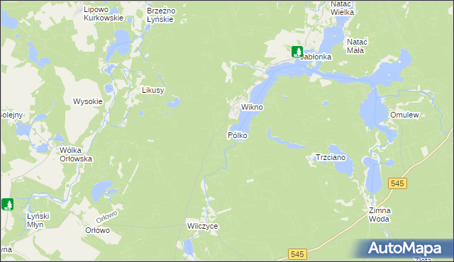 mapa Pólko gmina Nidzica, Pólko gmina Nidzica na mapie Targeo