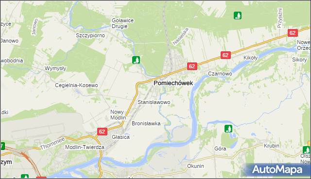 mapa Pomiechowo, Pomiechowo na mapie Targeo