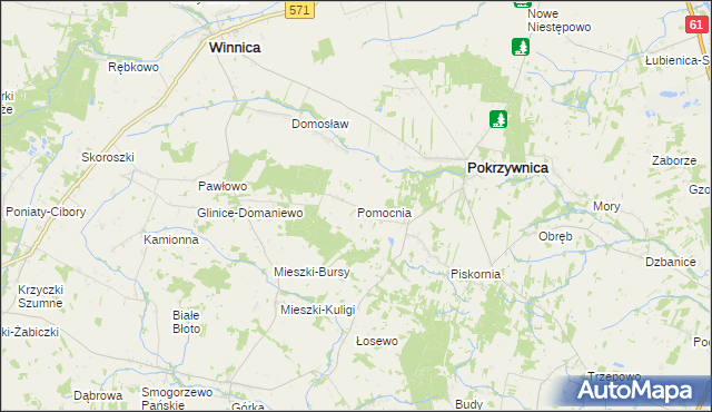 mapa Pomocnia gmina Pokrzywnica, Pomocnia gmina Pokrzywnica na mapie Targeo