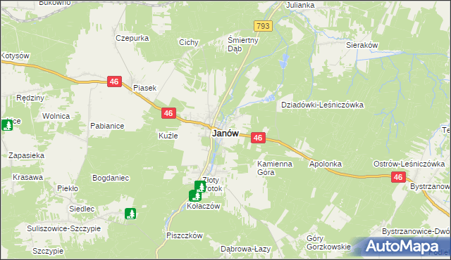mapa Ponik gmina Janów, Ponik gmina Janów na mapie Targeo