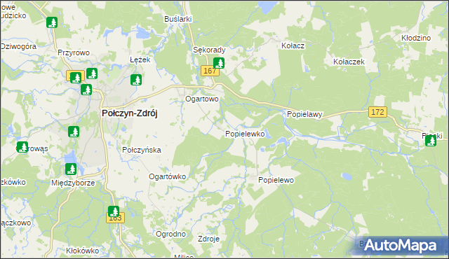 mapa Popielewko, Popielewko na mapie Targeo