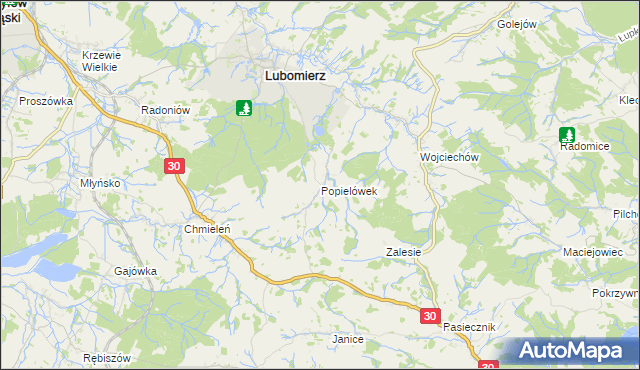 mapa Popielówek, Popielówek na mapie Targeo