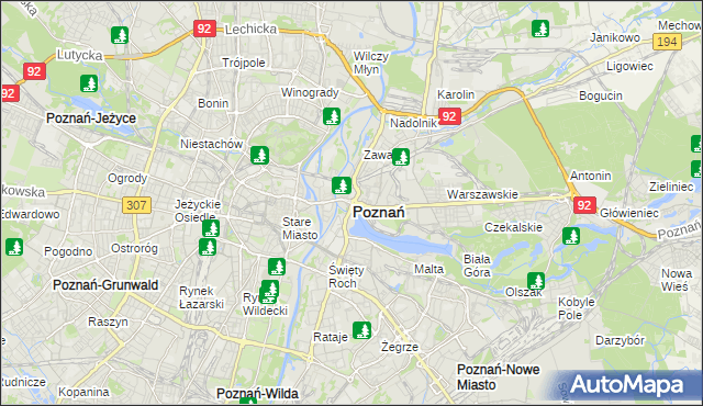 mapa Poznania, Poznań na mapie Targeo