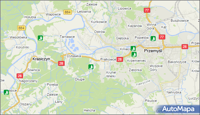 mapa Prałkowce, Prałkowce na mapie Targeo