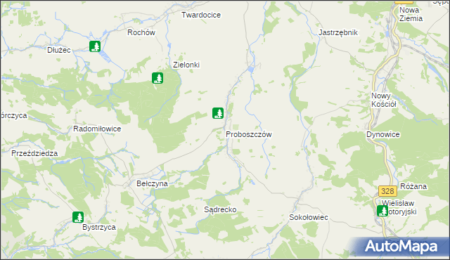 mapa Proboszczów, Proboszczów na mapie Targeo