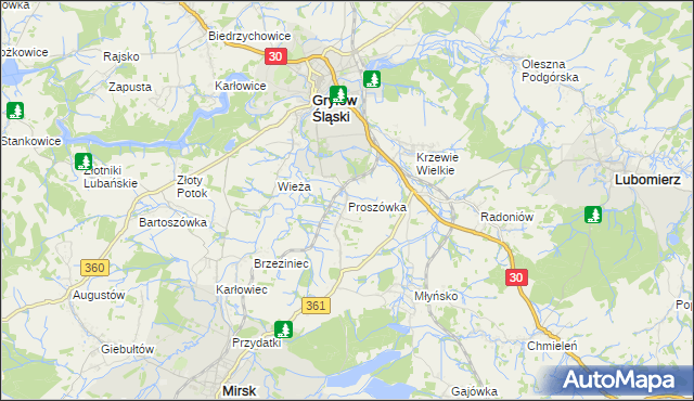 mapa Proszówka, Proszówka na mapie Targeo