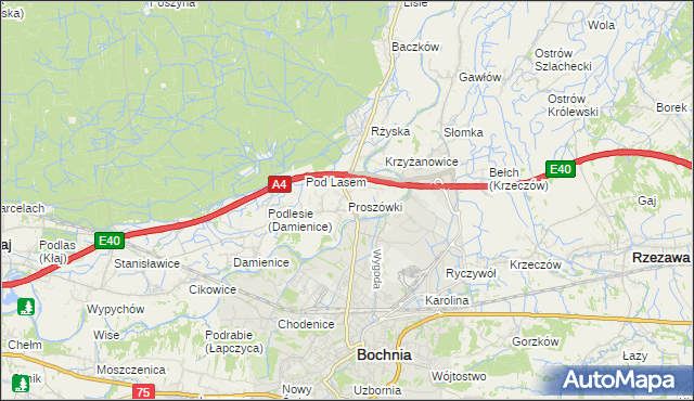 mapa Proszówki, Proszówki na mapie Targeo