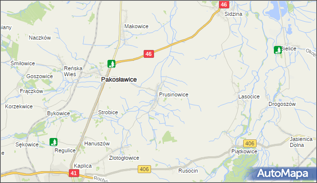 mapa Prusinowice gmina Pakosławice, Prusinowice gmina Pakosławice na mapie Targeo