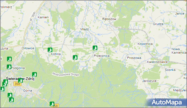 mapa Przecznica, Przecznica na mapie Targeo