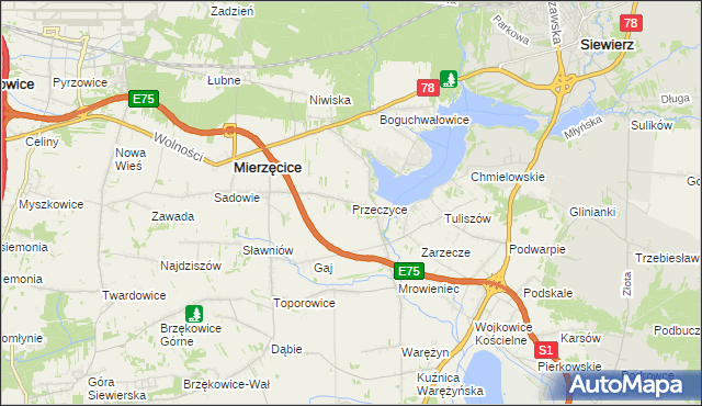 mapa Przeczyce, Przeczyce na mapie Targeo