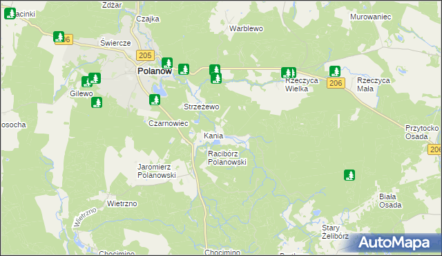 mapa Przybrodzie gmina Polanów, Przybrodzie gmina Polanów na mapie Targeo