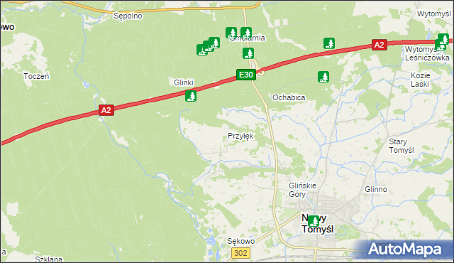 mapa Przyłęk gmina Nowy Tomyśl, Przyłęk gmina Nowy Tomyśl na mapie Targeo